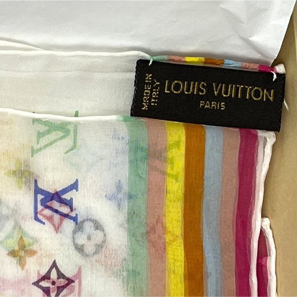 Louis Vuitton x Takashi Murakami Multicolor Monogram Silk Scarf - Picture 10 of 15